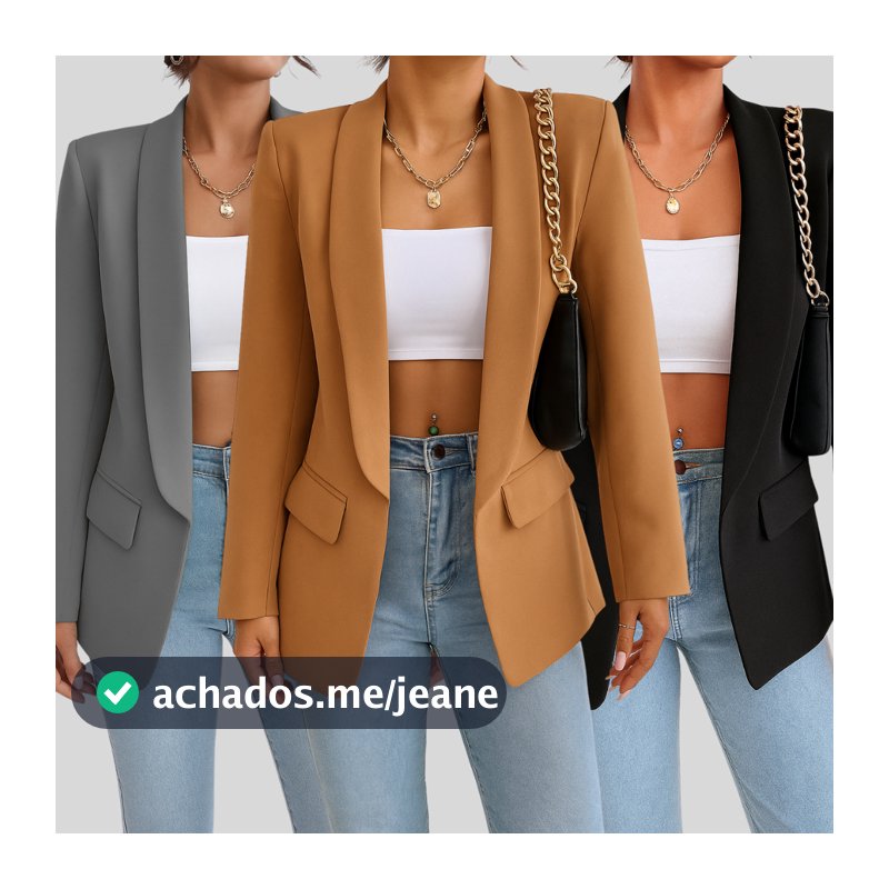 Max Blazer Feminina Longo Alfataria Socia Manga Longo
