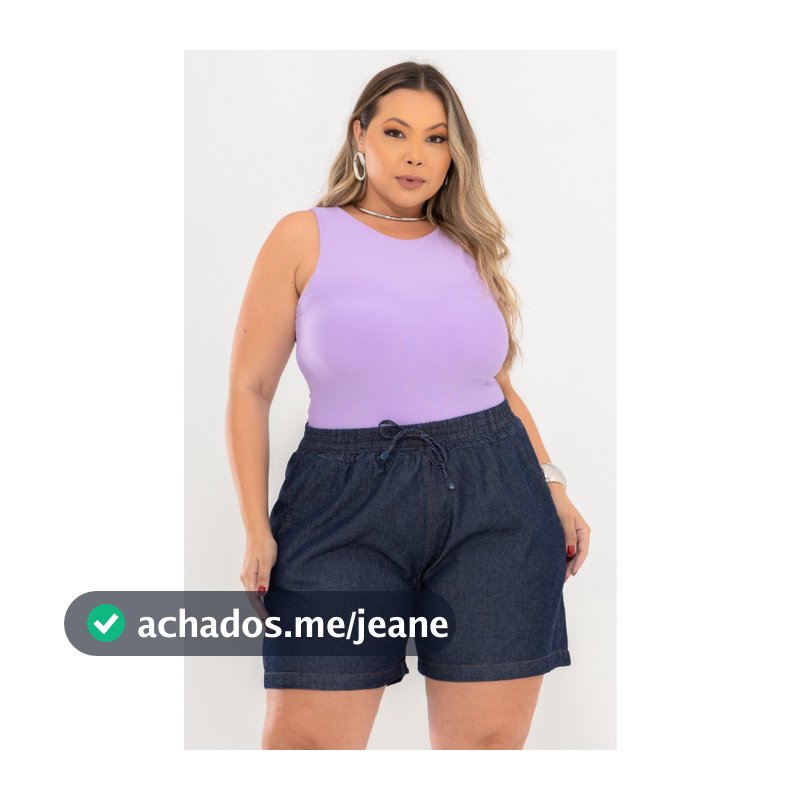 Bermuda Jeans Plus Size Feminina Lavagem Escuro/Clara