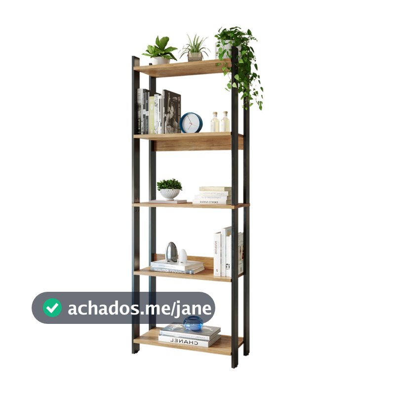 Estante Livreiro Industrial 178cm 5 Prateleiras Nichos Organizadora Multiuso Sala Quarto Cozinha Escritório Air Fryer