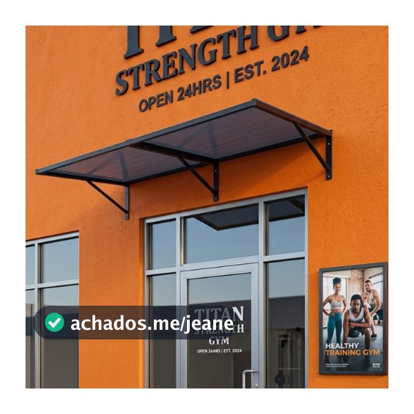 Toldo Policarbonato 100 a 200x70cm Alta Resistência, Proteção UV área externa portas e janelas