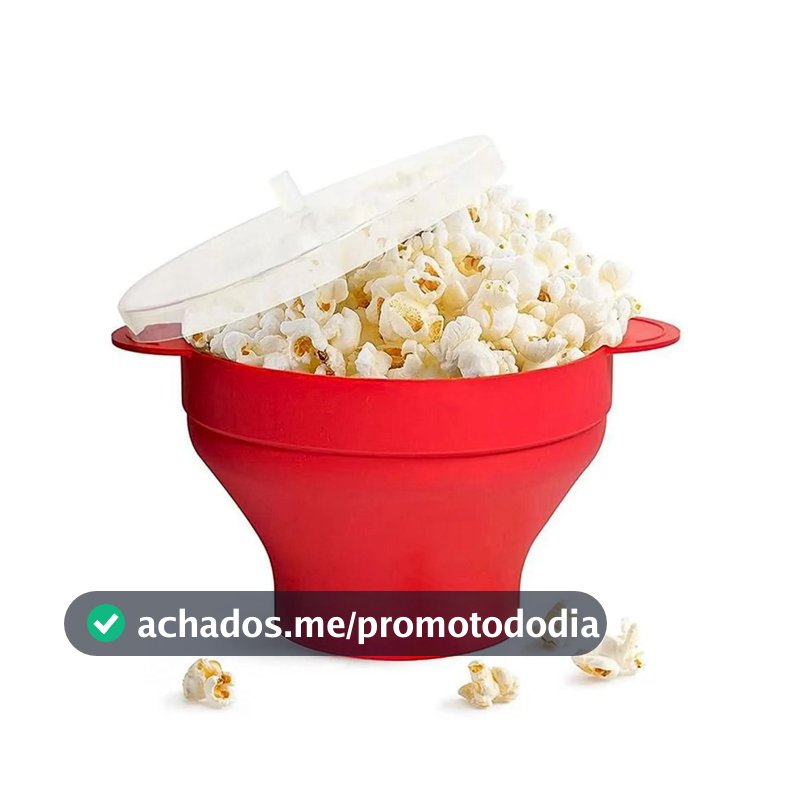 Pipoqueira Grande Para Micro-ondas Sem Óleo Balde Pipoca Silicone Redonda Com Tampa Livre BPA
