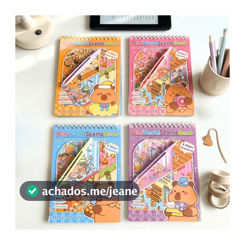 Livro Adesivos Diy Capivara 3d 8 Cenários + Pinça Fofos Anti Stress E Ansiedade