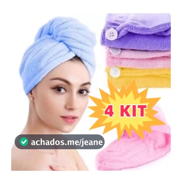 4 PcsToalha De Cabelo Banho, Toalha Grossa Mágica Para Secar Cabelo De Microfibra Grossa Touca Pós