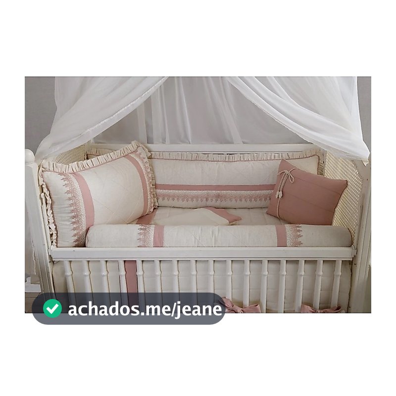 Kit Berço Americano Rolo Menina Mirela Uva com Linho 10 Peças Algodão