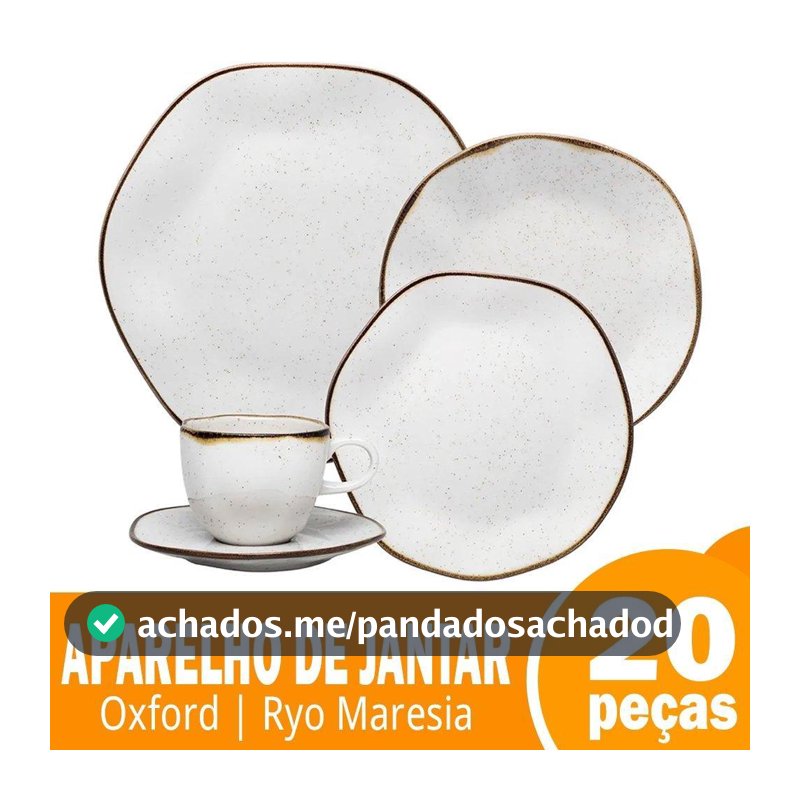 Aparelho Jantar Chá Oxford Maresia 20 Peças Branco/Marrom