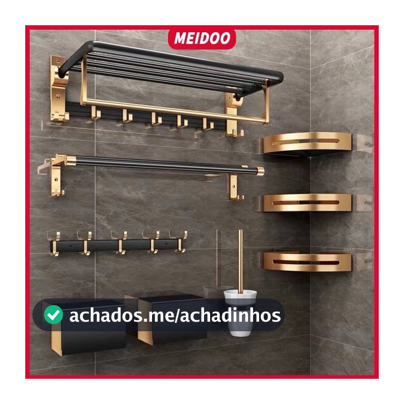 Rack de armazenamento de banheiro em alumínio dourado preto MEIDOO