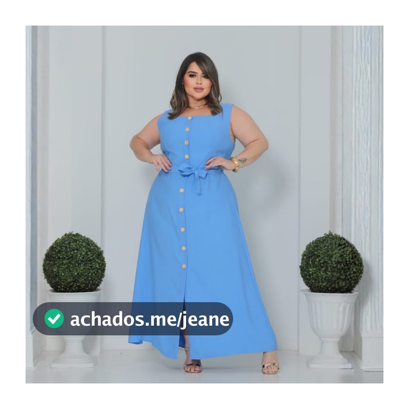 Vestido Regata Longo Plus Size Feminino Elegante com Botões Frontais e Laço na Cintura