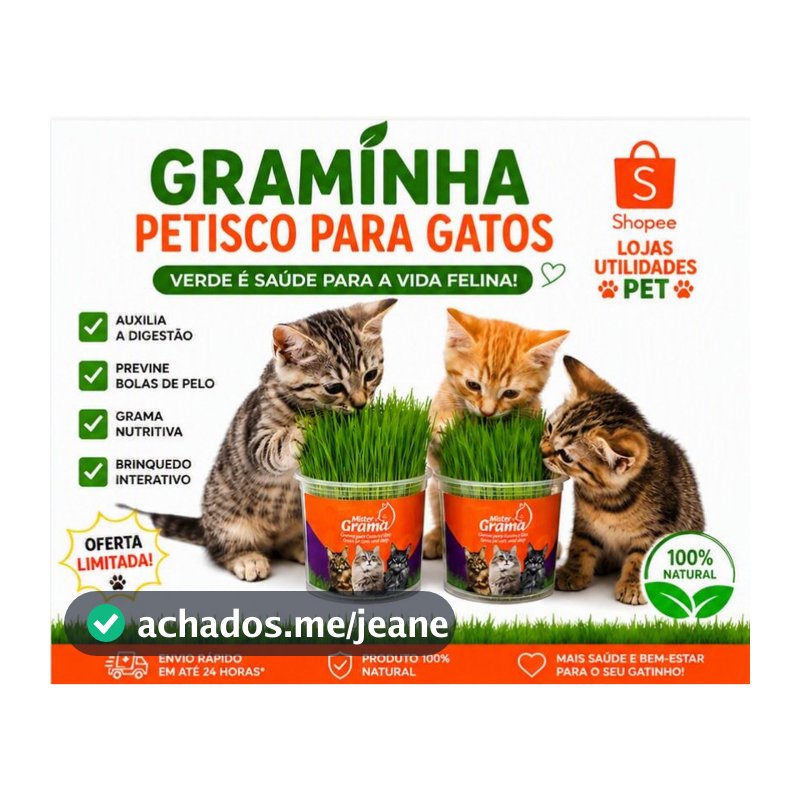 Graminha para gato | graminha Mister para tirar bola de pelo | graminha petisco para gato
