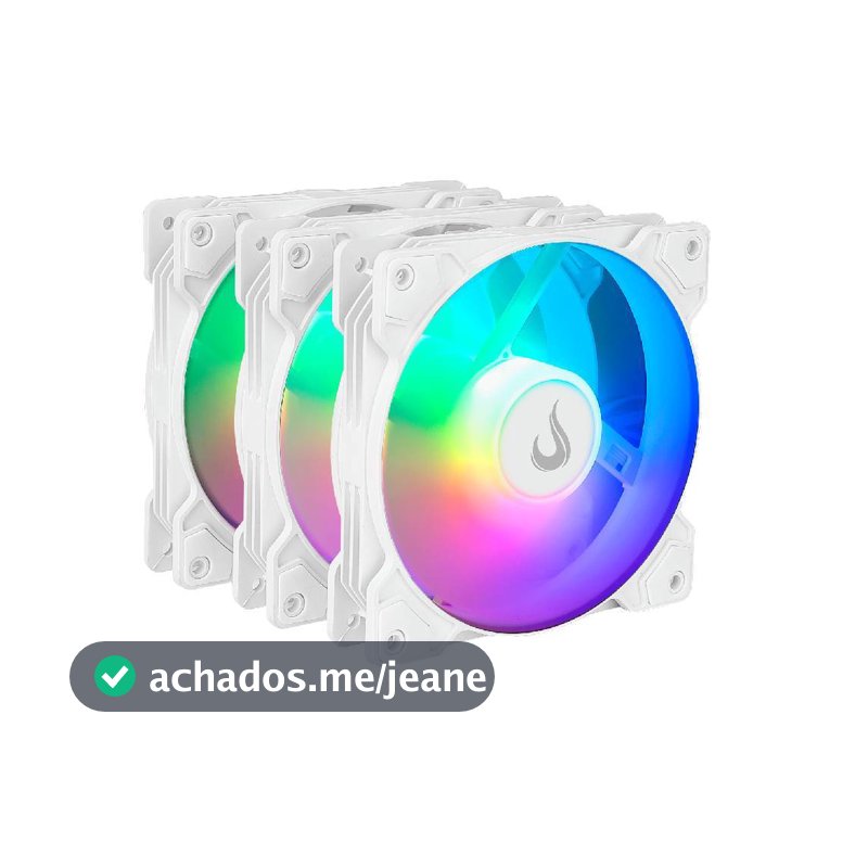 Kit C/3 Ventoinhas Rise Mode X 120mm  ARGB Branco - RM-XLD-02-ARGB