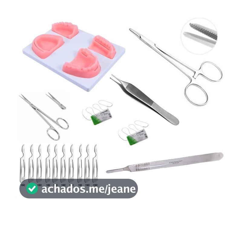 Kit Odonto 7 Peças com Simulador Sutura de Silicone