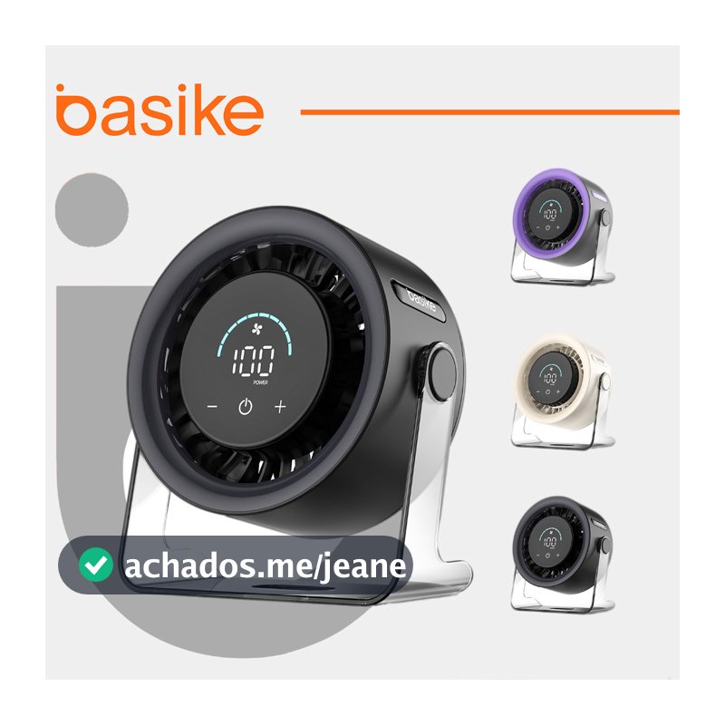 Basike 100 modos Ventilador De Mesa 30db Baixo ruído 5000mah Bateria com duração de 7H