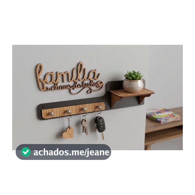 Porta-Chaves Decorativo MDF "Família" com Prateleira - Encanto MDF