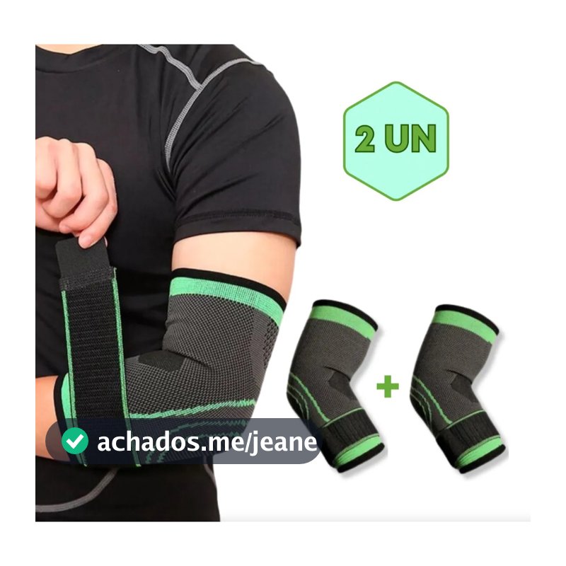 Kit 2 Cotoveleiras de Compressão Esportiva Ajustável com Faixa de Ajuste para Treinos e Esportes