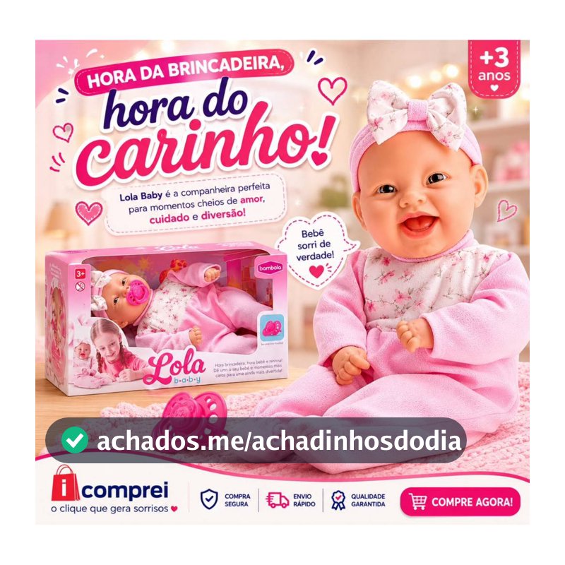 Boneca Lola Baby Com Chupeta Rosa Menina Brinquedo Infantil Bebê