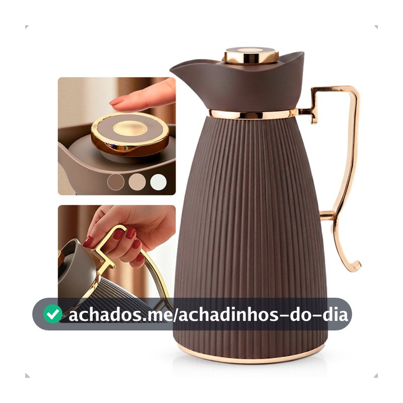 Garrafa Térmica Zaya Tuut 1L Canelada Design Sofisticado, Mantém Bebidas Quentes E Frias, Ideal Para Café E Chá