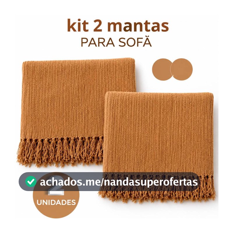 Kit 2 Mantas Para Sofá ou Cama Luxo 2,10x1,20 Decorativa Protetora