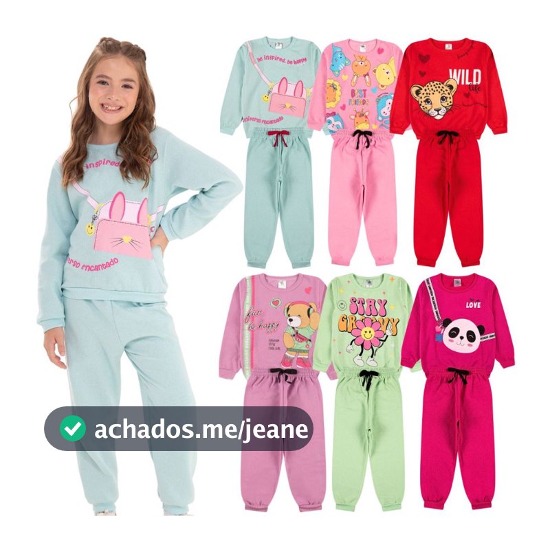 Kit Sortido 10 Peças de Roupas Feminino Infantil Inverno – 5 blusas casacos + 5 calças de 1 ao 10 – Kit 5 Conjuntos