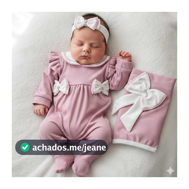 Saída de Maternidade Bebê Menina Lacinhos Tutti Olivia Liz Rosê/Marsala - Tamanho P