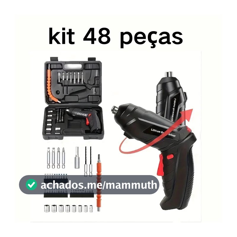 Parafusadeira Elétrica Sem Fio USB Recarregável com Maleta Kit Ferramentas Uso Doméstico