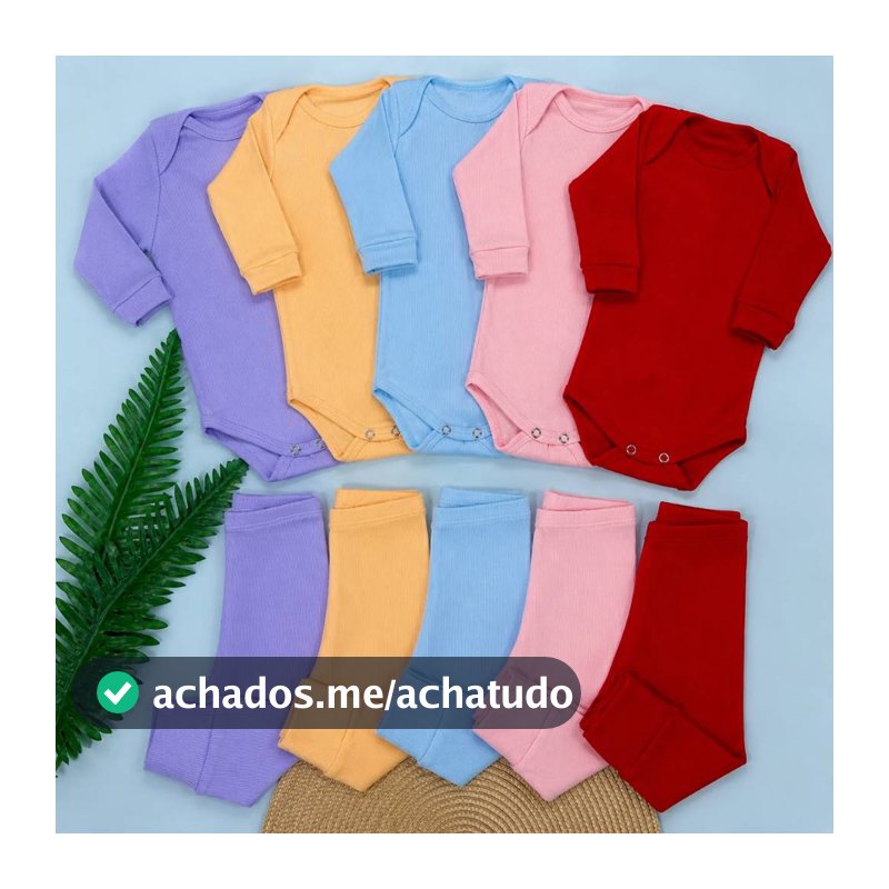 Kit 10 Peças Body e Calça de Ribana Longo Inverno / verão  RN ao 3 anos