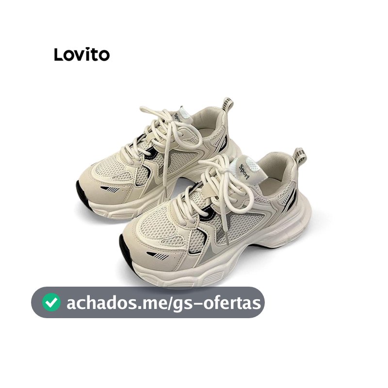 Lovito Casual Tênis Feminino Liso Respirável e Leve de Sola Alta Branco Combina com Tudo para Outono e Inverno LFA40382