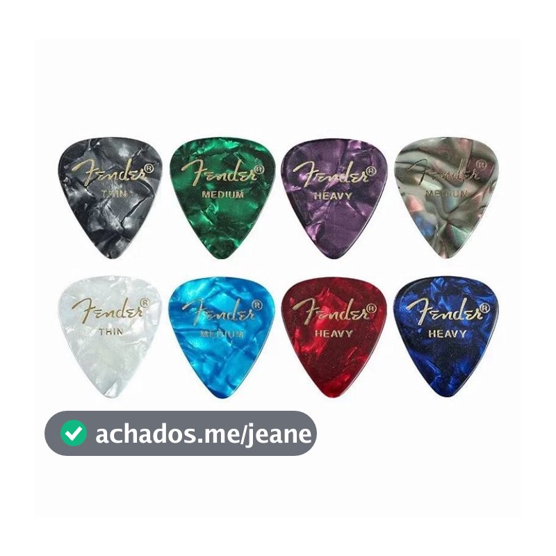 Kit 4 Palhetas Fender Violão Ou Guitarra 0.46 0.58 0.71 0.96 Mm