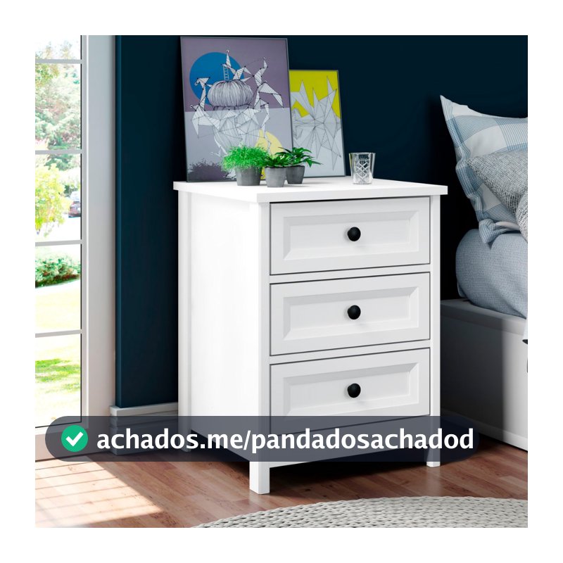 Mesa de Cabeceira Ditália 3 Gavetas DM-111 Branco