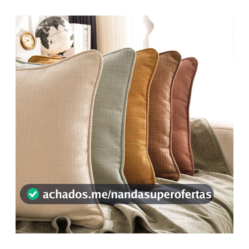 Almofada Decorativa 45x45 ou 50x50 Linho ou Veludo C Vivo Enchimento Sofá Cama