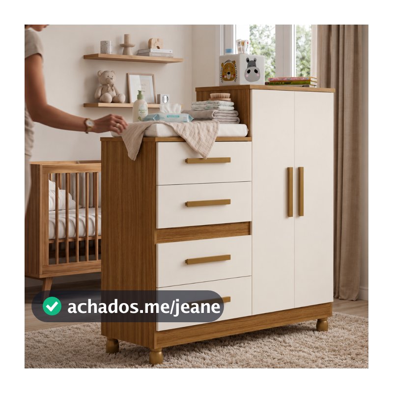 Cômoda Infantil com Trocador 4 Gavetas Guarda Roupa Bebê Multifuncional Quarto Infantil Organizador