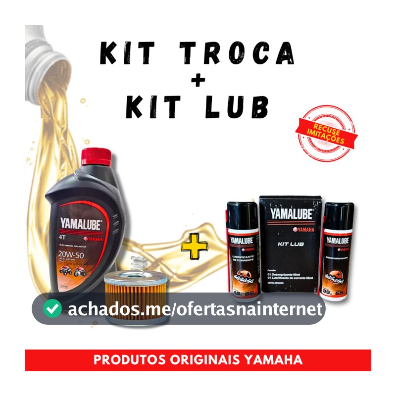 Kit Manutenção Moto: Óleo Yamalube 20w50 + Filtro de Óleo + Lubrificante de Corrente Originais Yamaha