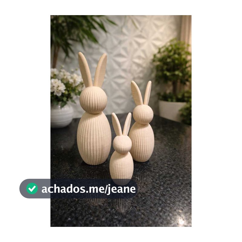 Kit 3 Coelhos Decorativos impressão 3D – Minimalista | Decoração Páscoa & Casa Moderna