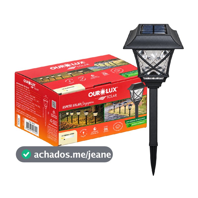 Kit 6 Luminaria Espeto Solar Jardim Cingapura Luz Quente 3000K