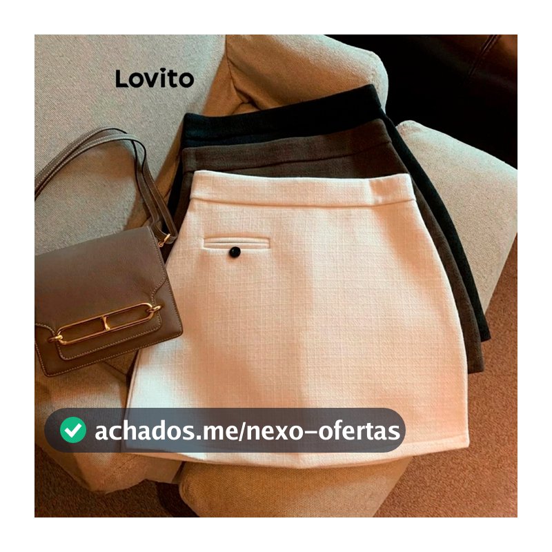 Lovito Saia Curta Feminina de Cintura Alta SKNS40EX567