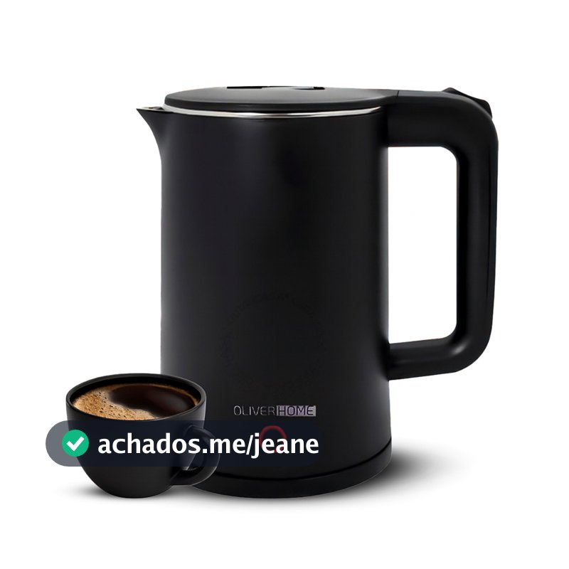 Chaleira Elétrica Térmica Moderno 1.5 L preta e branca 110V/220v OliverHome