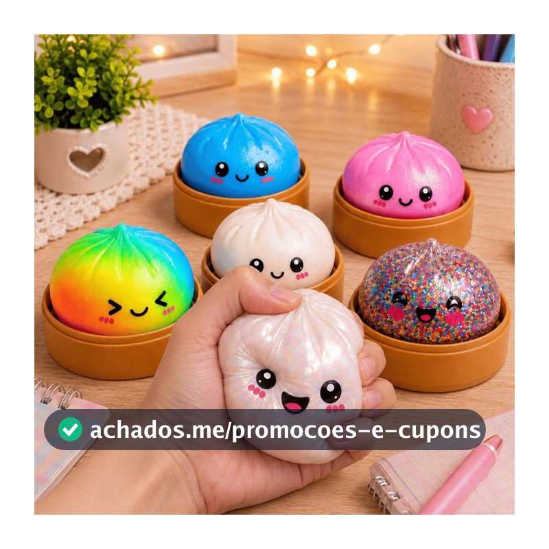 Kit Squishy Grande Pãozinho Chinês Brinquedo Surpresa Colecionável Anti estresse Fofo Macio e Divertido Viral TikTok