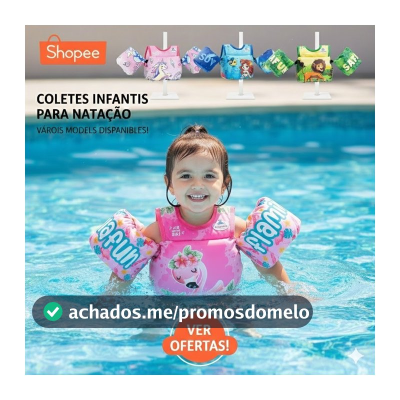 Boia Infantil Colete Flutuador Premium Com Bracadeira De Segurança 1 a 7 Anos NÃO FURA AcquaFun