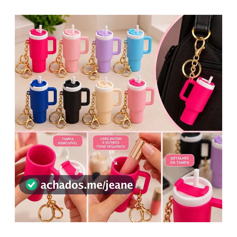 Chaveiro Charm Copo Porta Batom Tendência Importado Acessório Bolsa Necessaire