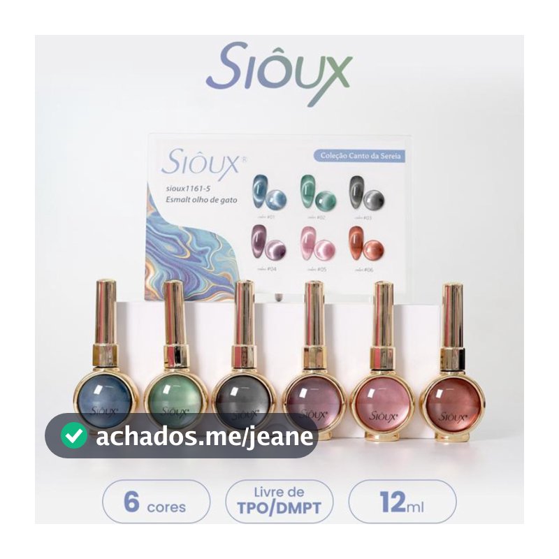 Kit 6 Esmaltes em Gel Magnético Refletivo Siôux | Canto da Sereia | Coleção Completa | Unhas Nail Art