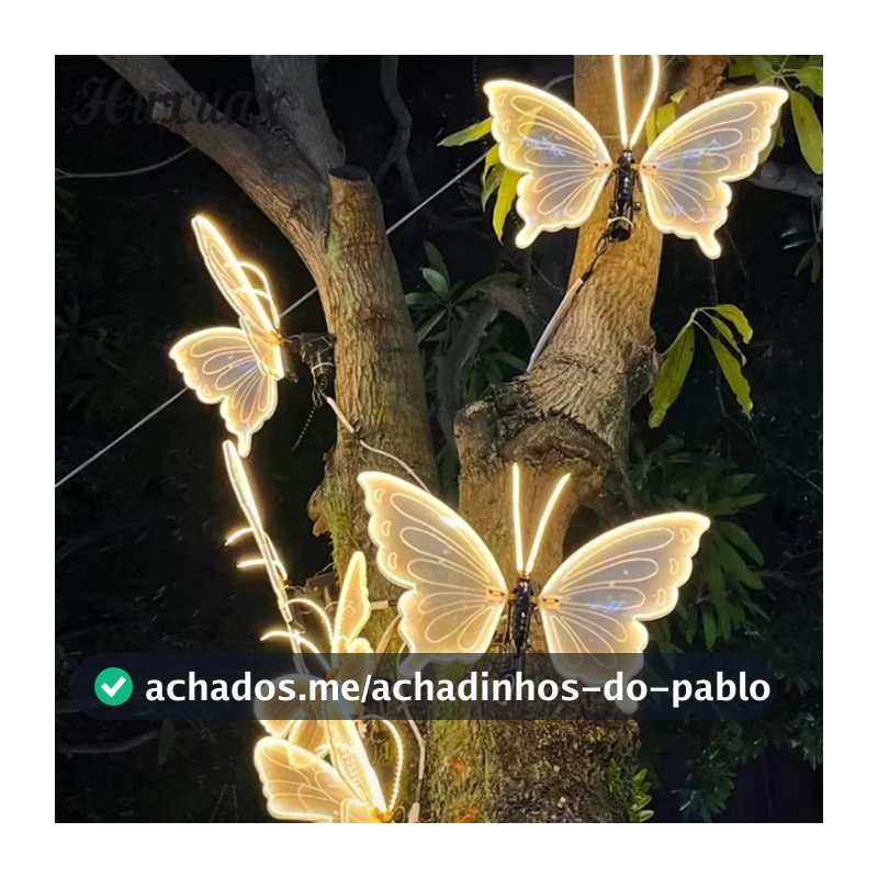 Borboleta Led Com Movimento Decoração Festas Natal Prova D'água Led Branco Quente Bivolt