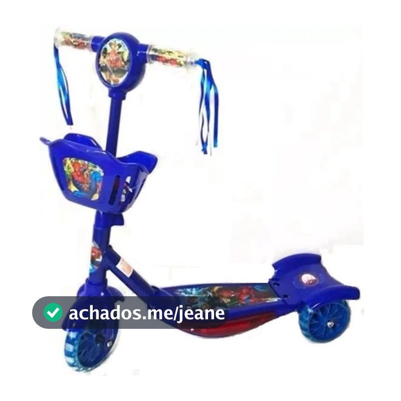 Patinete 3 Rodas Infantil Menino Com Musica C/Cesta Luz E Musica