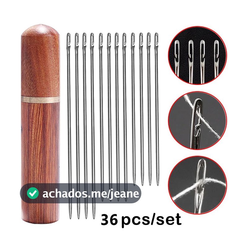 12/24/36 Pçs/set Idosos Agulha-Lado Buraco Cega Mão Costura Doméstica Agulhas De Aço Inoxidável Threading Vestuário