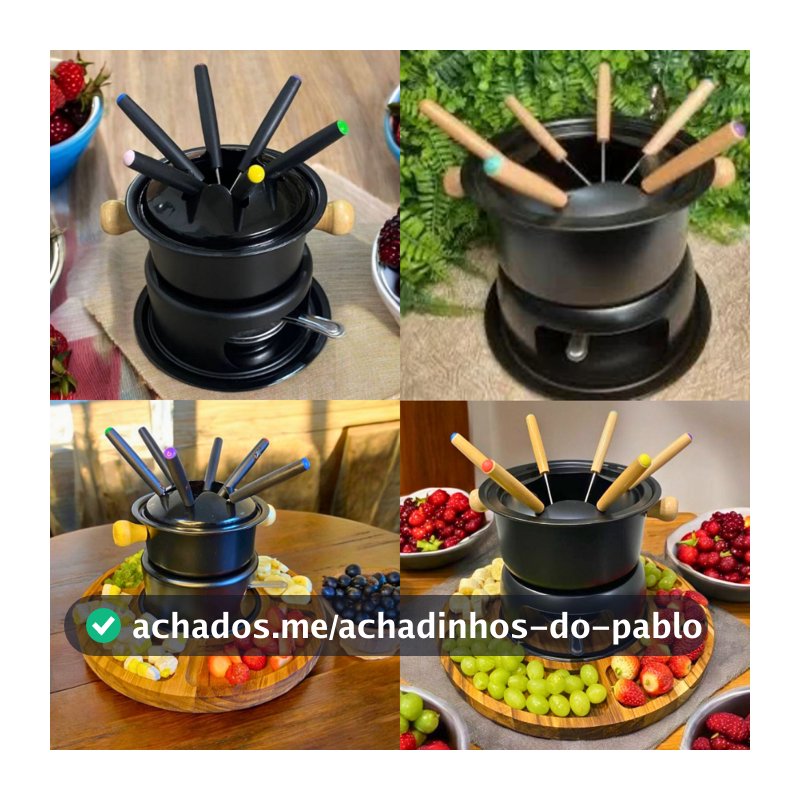 Conjunto Aparelho De Fondue Panela Carne Queijo Chocolate Serve 6 Pessoas Com Opção  Madeira Petisqueira