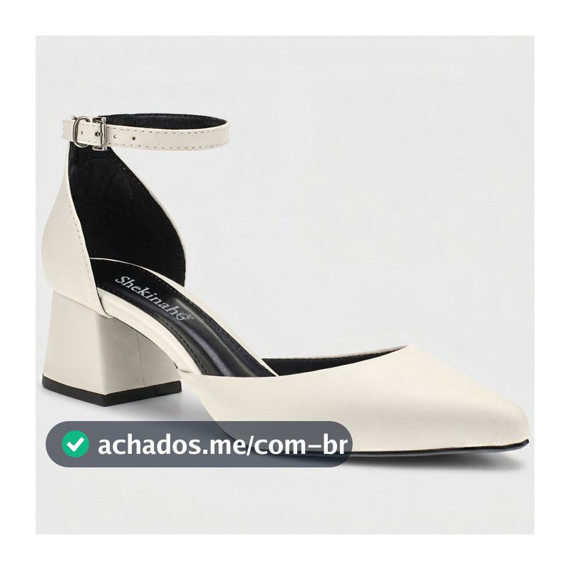 Scarpin Feminino Shekinah Bico Fino Salto Bloco Grosso Noiva Casamento