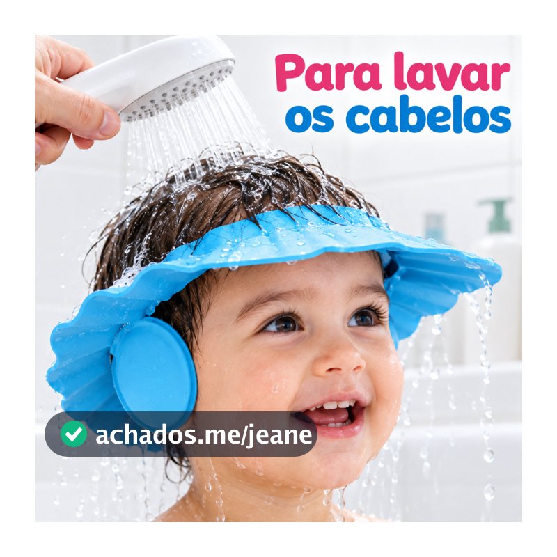 Chapéu Protetor de Banho com Viseira Protege Olhos e Ouvidos Ajustável para Bebês e Crianças