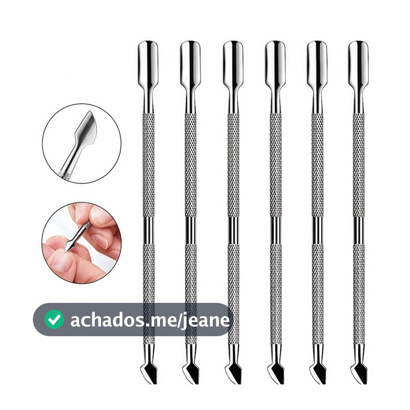 Espátula Dupla Empurrador Inox Profissional Manicure e Pedicuro 1/6 Pcs