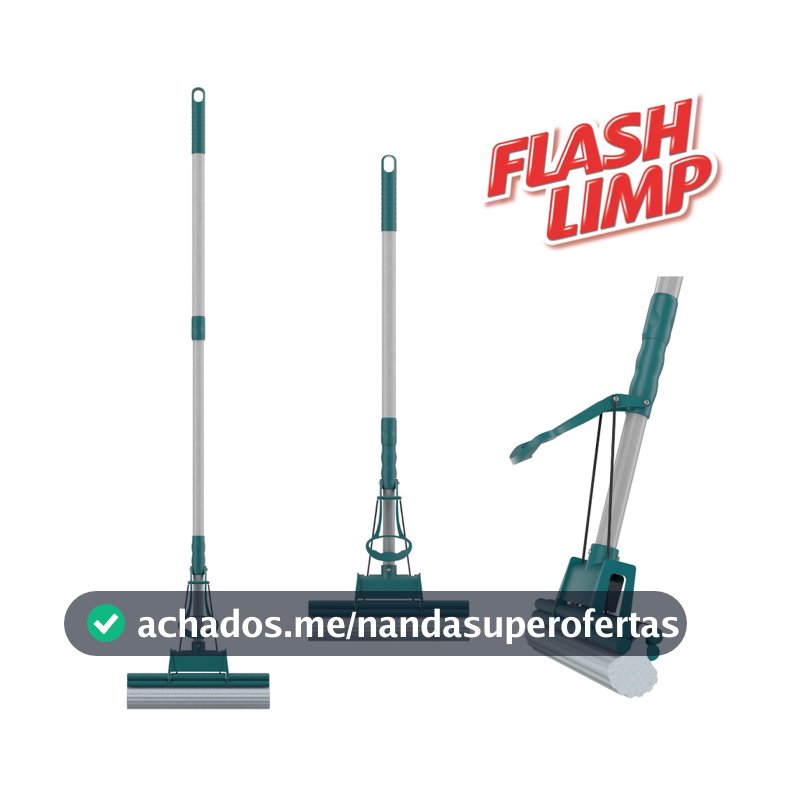 Mop Rodo Mágico Flash Limp Plus Lava e Seca Limpeza Geral com Refil PVA para Pisos Azulejos e Vidros MOP7671