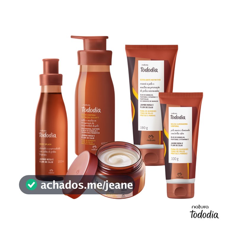Tododia Jambo Rosa e Flor de Caju Natura: Hidratante, Body Splash, Manteiga, Óleo Creme, Esfoliante e Geleia Iluminadora