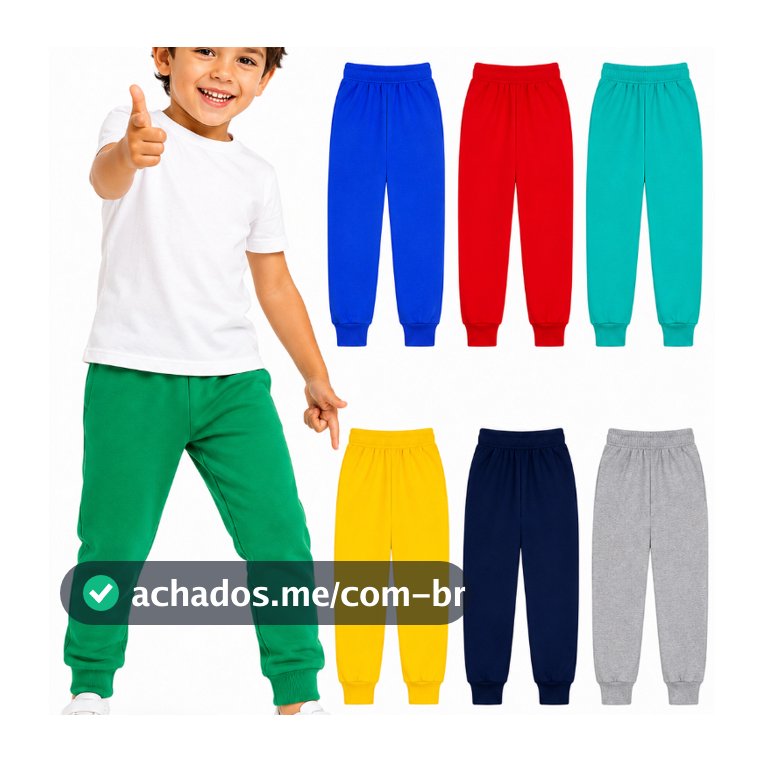 Kit 3 un. Calça Moletom Infantil Apeluciada Com Punho Tamanho Masculino Infantil 1 ao 14