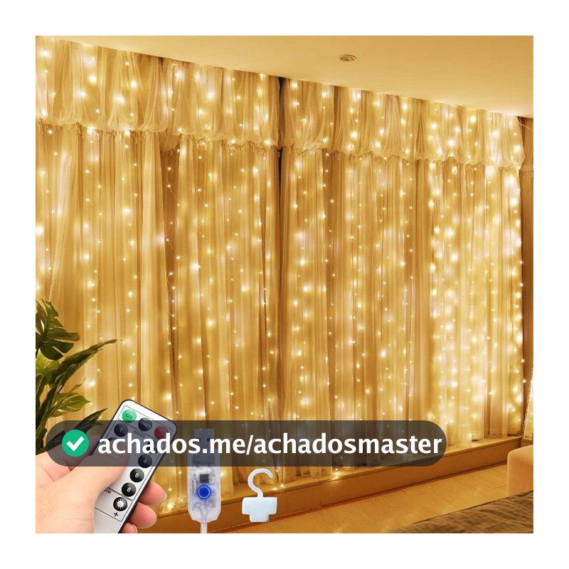 4x3M （3x3m） 390/300 LED cortina de luz com controle remoto 8 modos de iluminação corda de luz USB várias