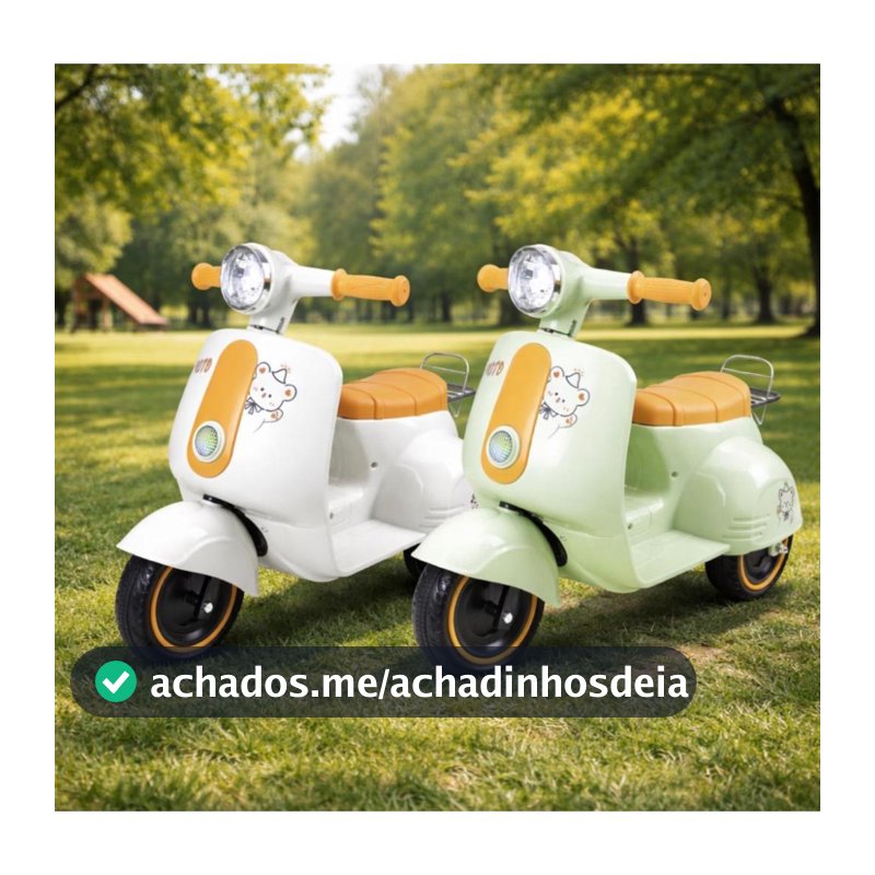 Triciclo Motinha Infantil 6V Avespa Maral Eletrica Luzes e Sons Scooter Suporta Ate 30 KG